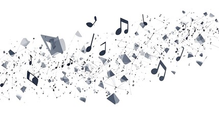 Poster - Music notes and shapes flow.