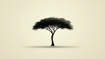 Poster - Tree silhouette on beige.