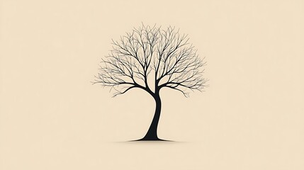 Poster - Bare tree silhouette on beige.