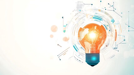 Poster - Glowing bulb with tech.