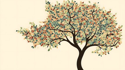 Poster - Stylized tree, multi-colored leaves.