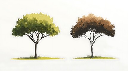 Poster - Two trees, green and brown.