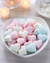 Wall Mural - Valentine's Day Heart-Shaped Candies on a White Plate