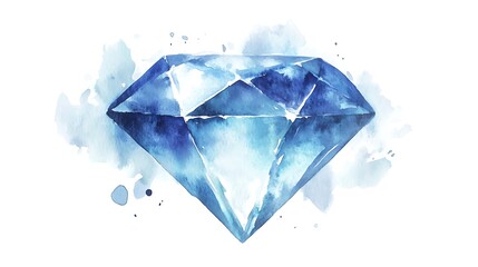 Poster - Blue diamond watercolor painting.