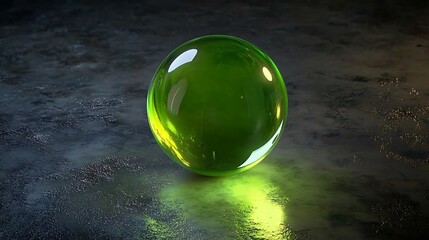 Poster - Green orb on rough surface.