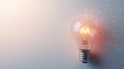 Poster - Glowing light bulb with sparkles.