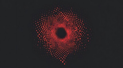 Fototapete - Red dots spiral on dark.
