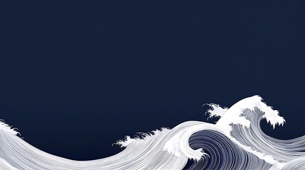 Poster - White waves on dark background.