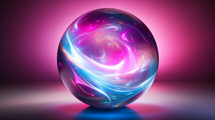 Canvas Print - Vibrant Image of a Glass Ball with Pink, Purple, and Blue Colors 