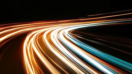 Fototapete - Light trails on a road at night.