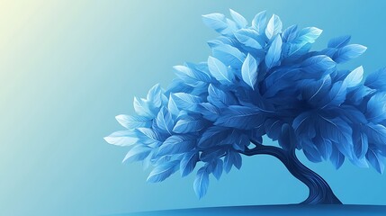 Poster - Blue tree digital painting.