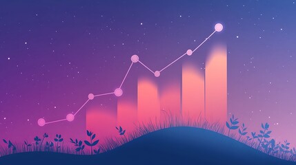 Aufkleber - Chart rising on hill.