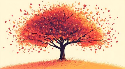 Poster - Orange tree shedding leaves.