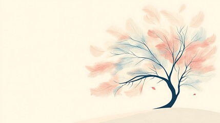 Poster - Gentle breeze whispers through pastel tree.