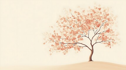 Poster - Autumn tree on beige background.