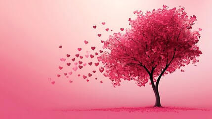 Aufkleber - Pink tree hearts.