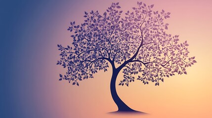 Poster - Silhouetted tree at dawn.