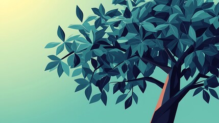 Poster - Polygonal blue tree.