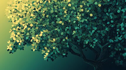 Poster - Lush green tree foliage against a gradient backdrop.