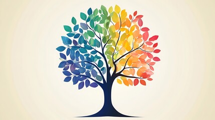 Poster - Colorful tree with rainbow leaves.