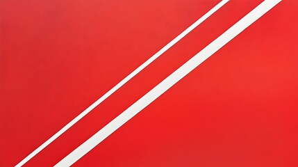 Poster - Diagonal white lines on red background.
