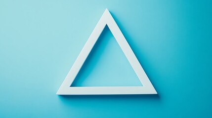 Poster - White triangle on blue background.