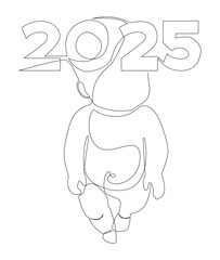 Poster - One continuous line of Baby with number 2025. Thin Line Illustration vector concept. Contour Drawing Creative ideas.