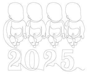 Poster - One continuous line of Baby with number 2025. Thin Line Illustration vector concept. Contour Drawing Creative ideas.