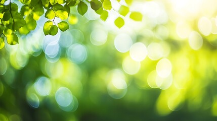 Poster - Natural green bokeh with tree leaves and sunlight.