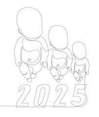 Poster - One continuous line of Baby with number 2025. Thin Line Illustration vector concept. Contour Drawing Creative ideas.