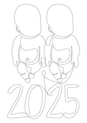 Poster - One continuous line of Baby with number 2025. Thin Line Illustration vector concept. Contour Drawing Creative ideas.