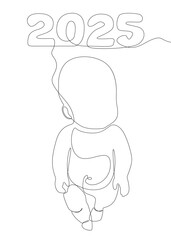 Poster - One continuous line of Baby with number 2025. Thin Line Illustration vector concept. Contour Drawing Creative ideas.