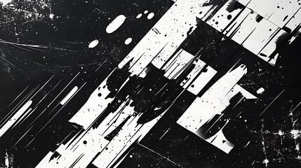 Leinwandbilder - Abstract black and white grunge texture with streaks and splatters.