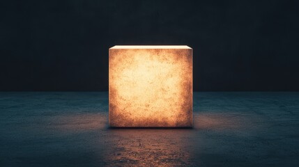 Poster - A glowing cube illuminates a dark space, creating a striking contrast between light and shadow.
