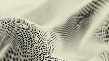 Poster - Abstract wave pattern of dots and lines on beige background.