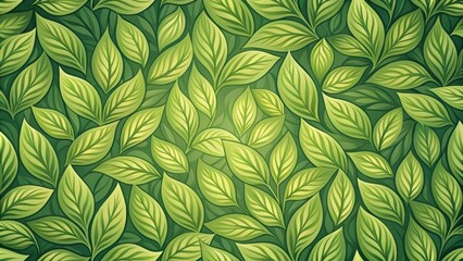 Wall Mural - Abstract leafy seamless pattern in shades of green, leaves, foliage, organic, repeating, seamless, nature, abstract