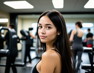 Confident Young Woman at the Gym Fitness Workout Healthy Lifestyle