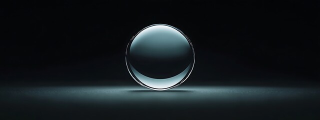 Fototapete - Teal glass orb on dark background.