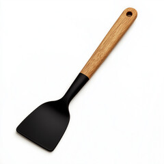 Wall Mural - Silicone spatula with wooden handle isolated on a white background