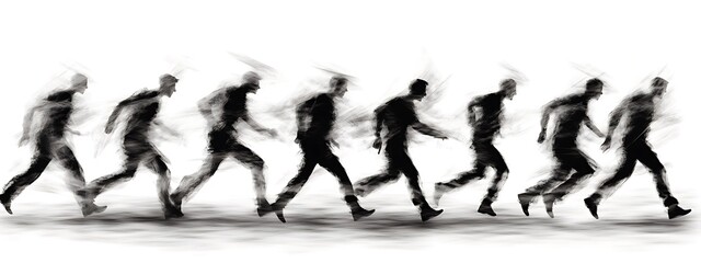 Poster - Motion blur silhouettes of running men.