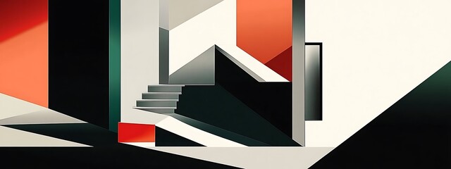Aufkleber - Abstract geometric staircase interior design.