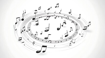 Poster - Abstract swirling musical notes design.