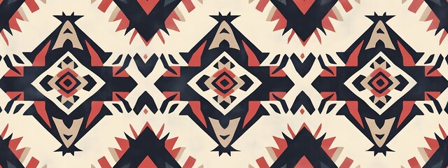 Poster - Geometric ethnic seamless pattern design.