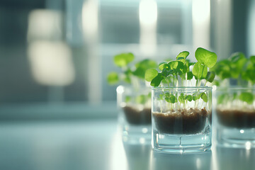 Wall Mural - Tiny Plants in Glass Pots - A Fresh Start