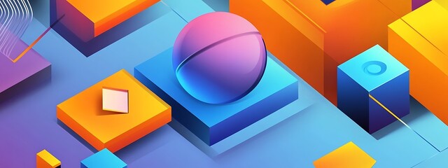 Poster - Colorful 3D shapes.
