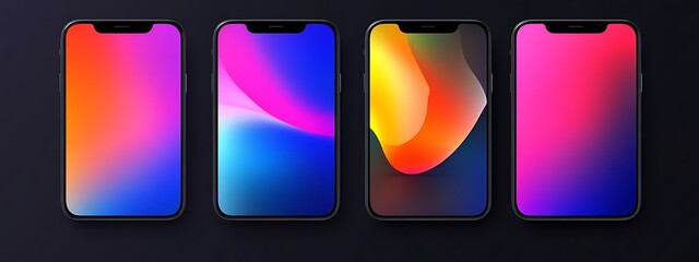 Poster - Four phones with colorful screens.