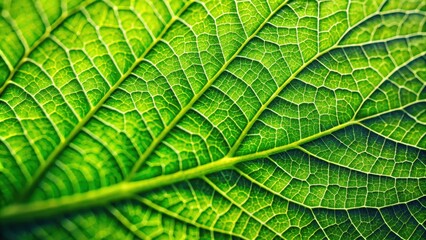 Wall Mural - Closeup of a vibrant green leaf, perfect for an ecology background, greenery, fresh, nature, plants, closeup, ecology