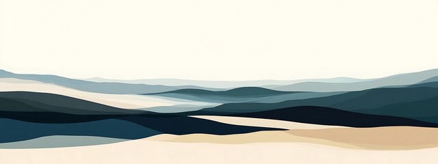 Poster - Abstract landscape with rolling hills.