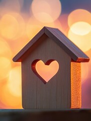 Wall Mural - Wooden House Heart Cut Out