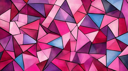 Poster - Abstract polygon pink, blue shapes.
